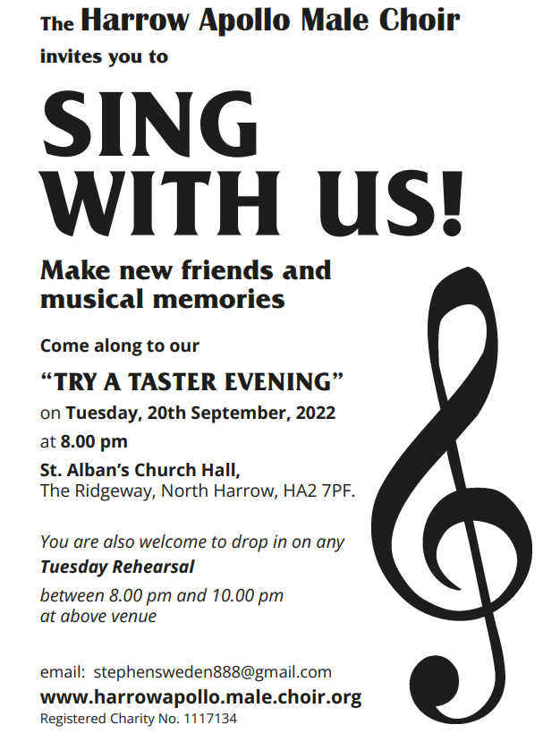 Come and sing with the harrow apollo male choir