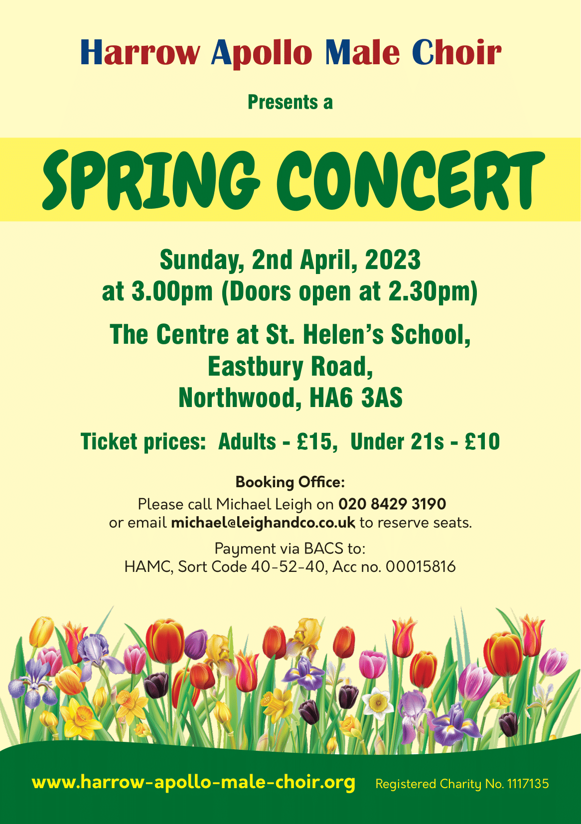 Spring Concert Sunday, 2nd April, 3:00pm. The Centre at st. Helen's School, Eastbury Road,northwood, HA6 3AS